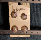 La Petite Vintage Buttons 9137 Faux Pearl Silver Tone Rim Set of 4