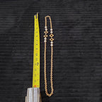 Vintage Gold Tone Geometric Necklace Long Pearl Station Diamond Link Chain 32"