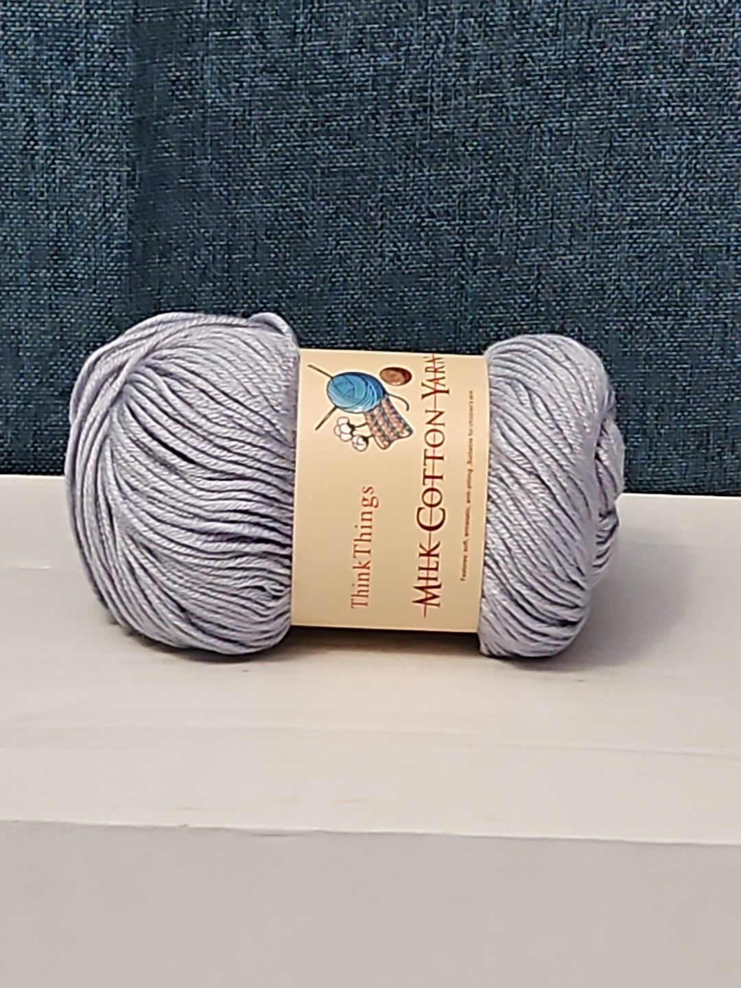 ThinkThings Milk Cotton Yarn | Soft Silver Grey 50g Skein Anti-Pilling