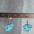 Blue Paw Print Dangle Earrings Cute Pet Lover Enamel Hook Drop Jewelry