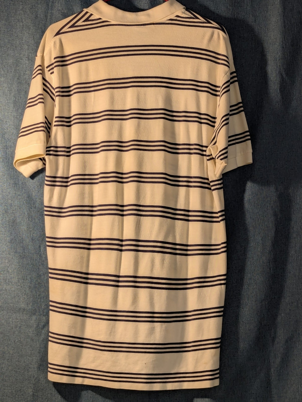 Vintage 90s Polo Ralph Lauren Shirt Men's Large Cream Navy Stripe 