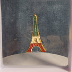 Paris Eiffel Tower Enamel Metal Brooch Vintage Pin