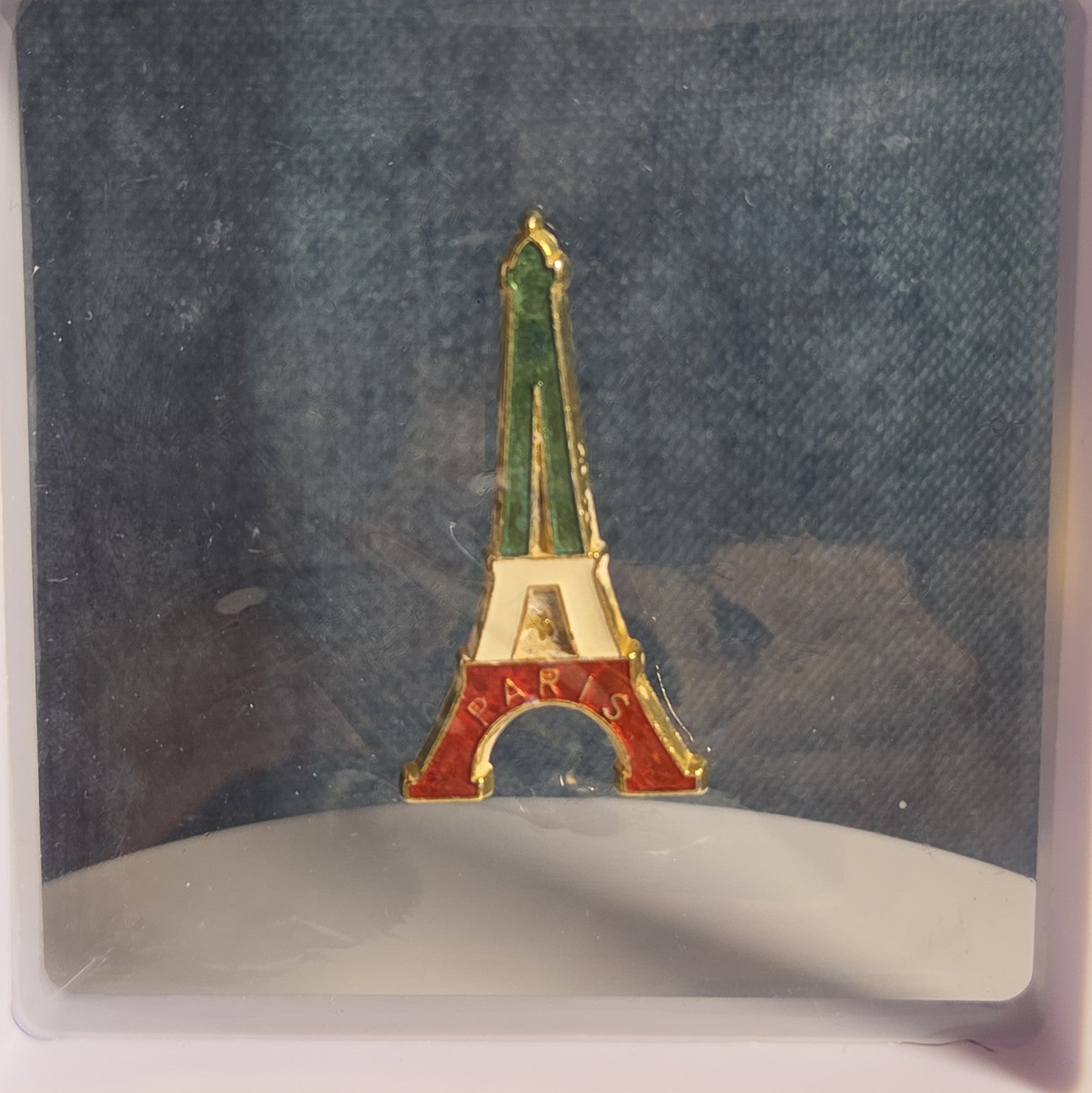 Paris Eiffel Tower Enamel Metal Brooch Vintage Pin