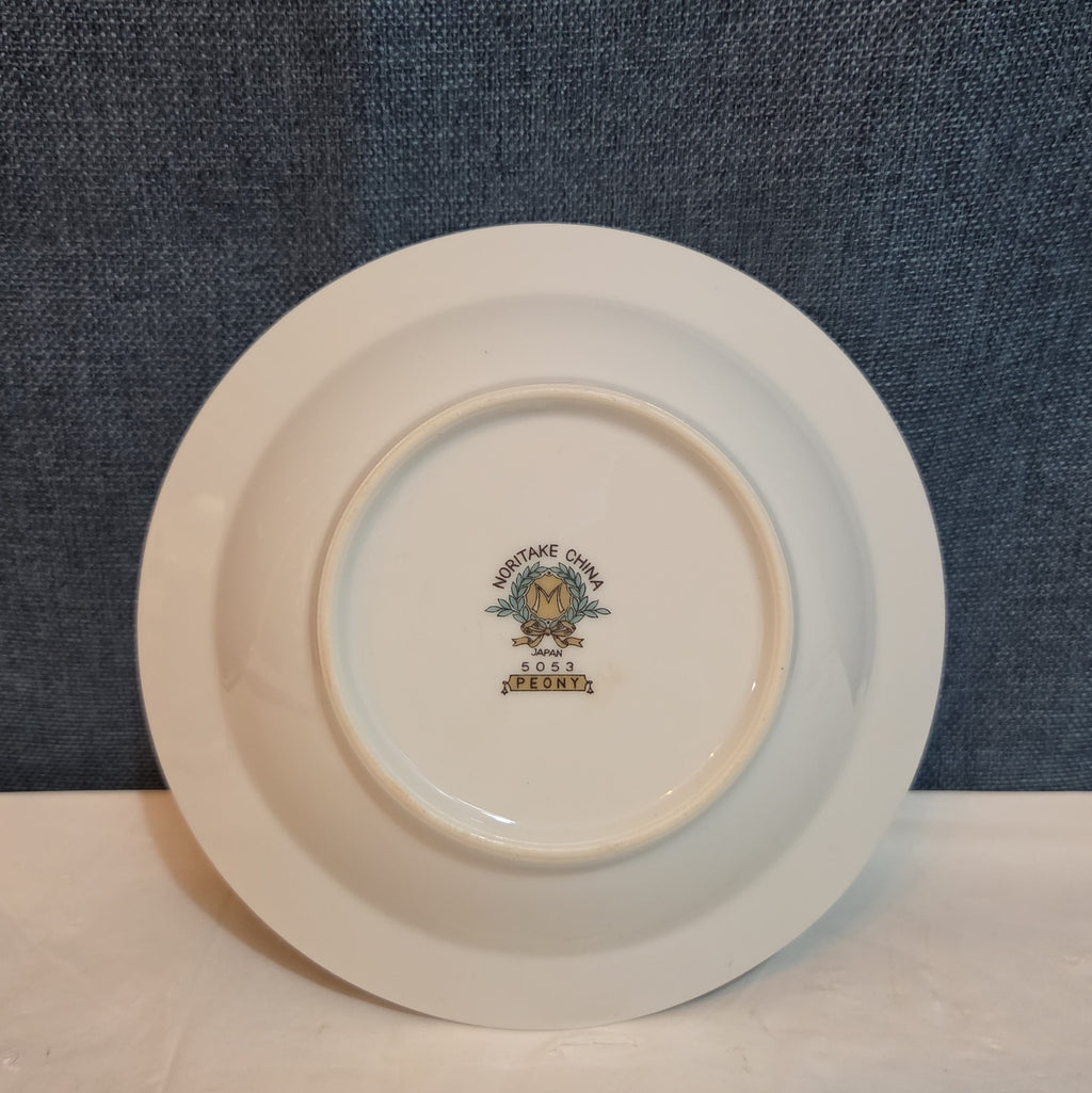 Noritake Peony 5053 China 7.5" Soup Bowl Floral Gold Rim Vintage