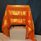 Vintage Orange Striped Scarf Sheer Satin Oblong Rectangular Wrap Retro