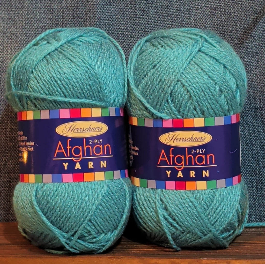 Herrschners Afghan Yarn 2 Ply Teal Acrylic 2 Skein Lot 0036