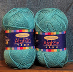 Herrschners Afghan Yarn 2 Ply Teal Acrylic 2 Skein Lot 0036