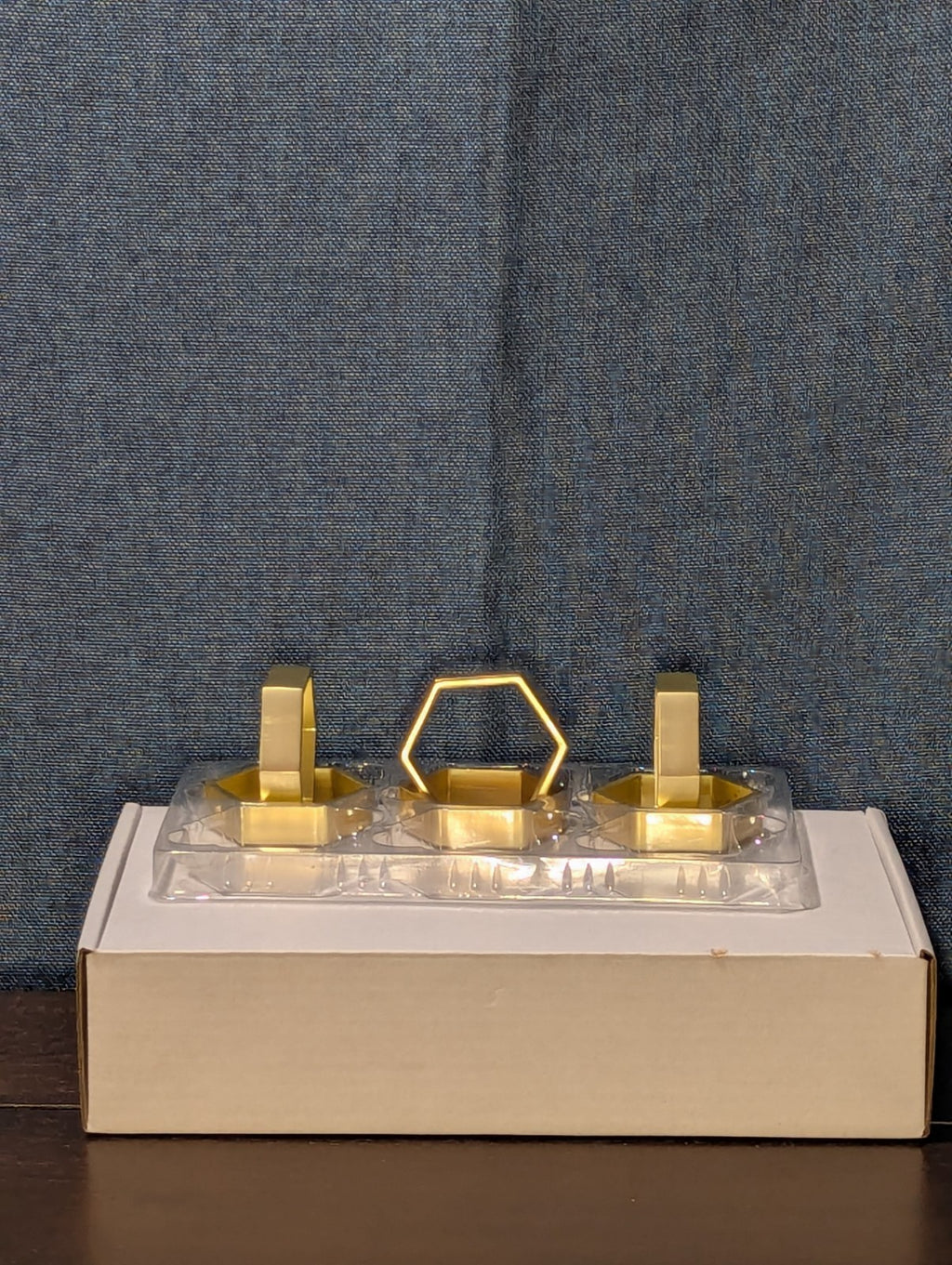 Set of 6 Modern Gold Hexagon Napkin Rings | Metal Geometric Table Decor | NEW