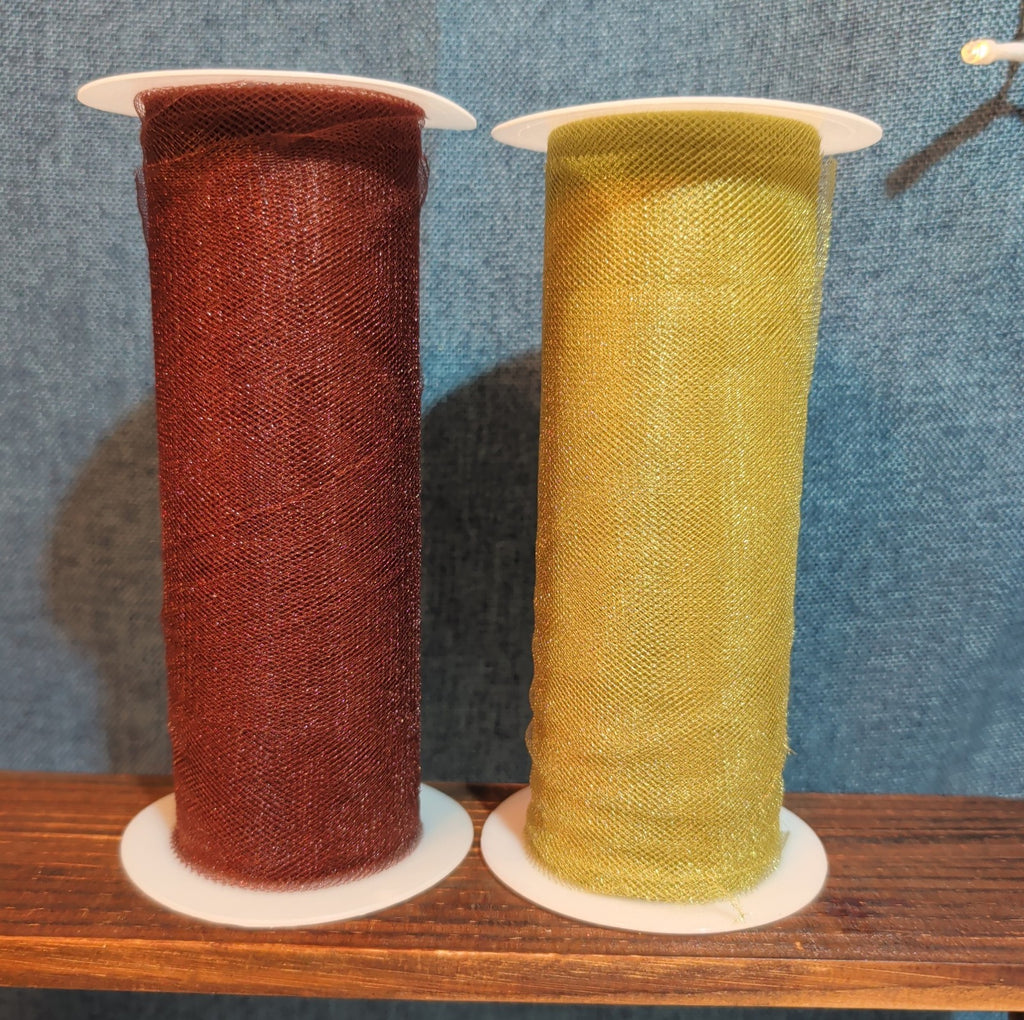 Deco Mesh Ribbon Lot 2 Maroon Gold Metallic Craft Destash