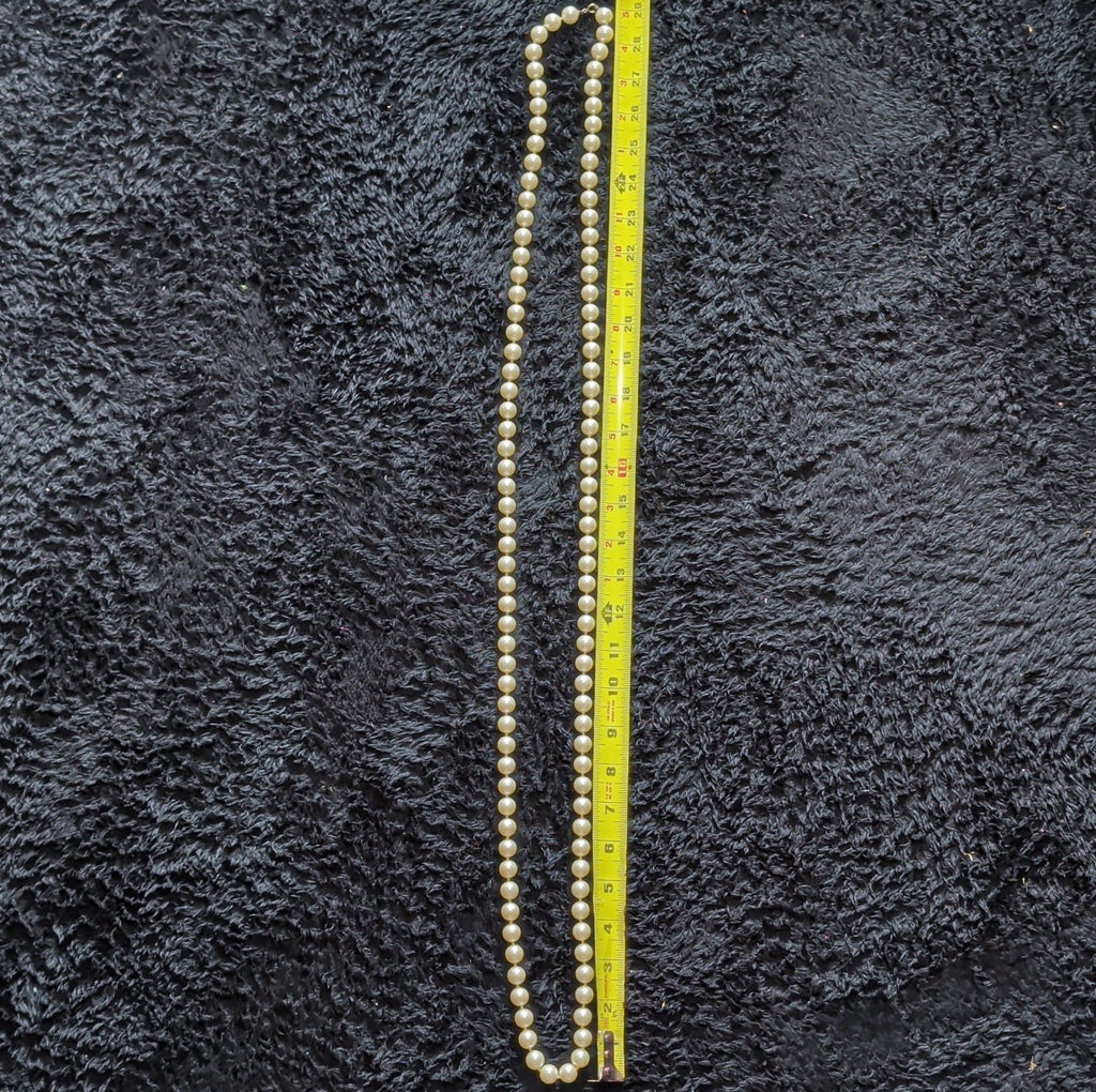 Vintage 54" Champagne Hand Knotted Faux Pearl Flapper Necklace