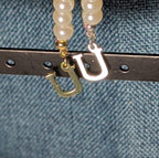 Faux Pearl Purse Charm Gold Silver Tone Letter U