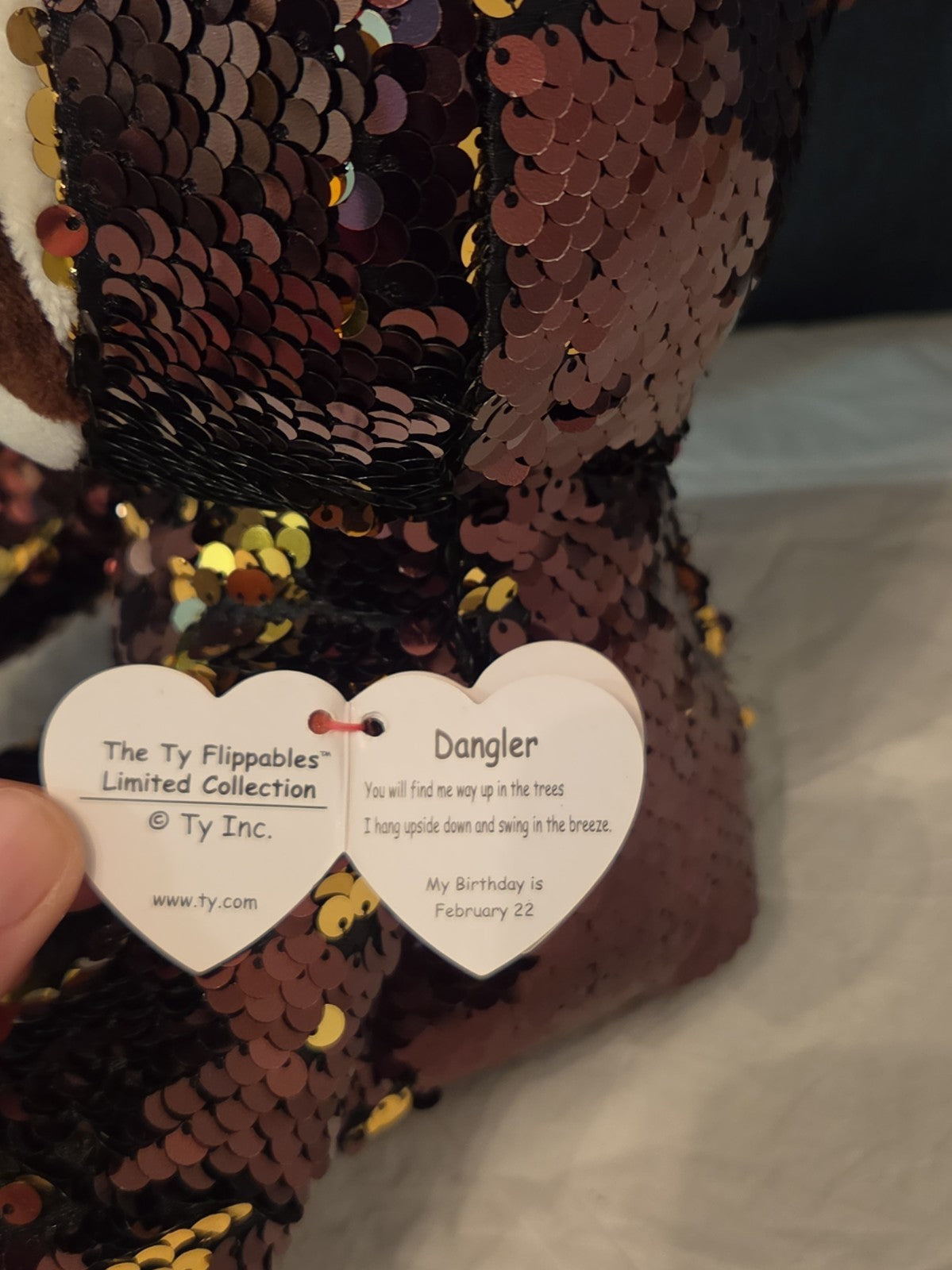 Limited TY Flippables Dangler Sloth 9" Sequin Plush WT