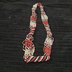 Multi-Strand Seed Bead Twisted Necklace Red Black Boho EUC