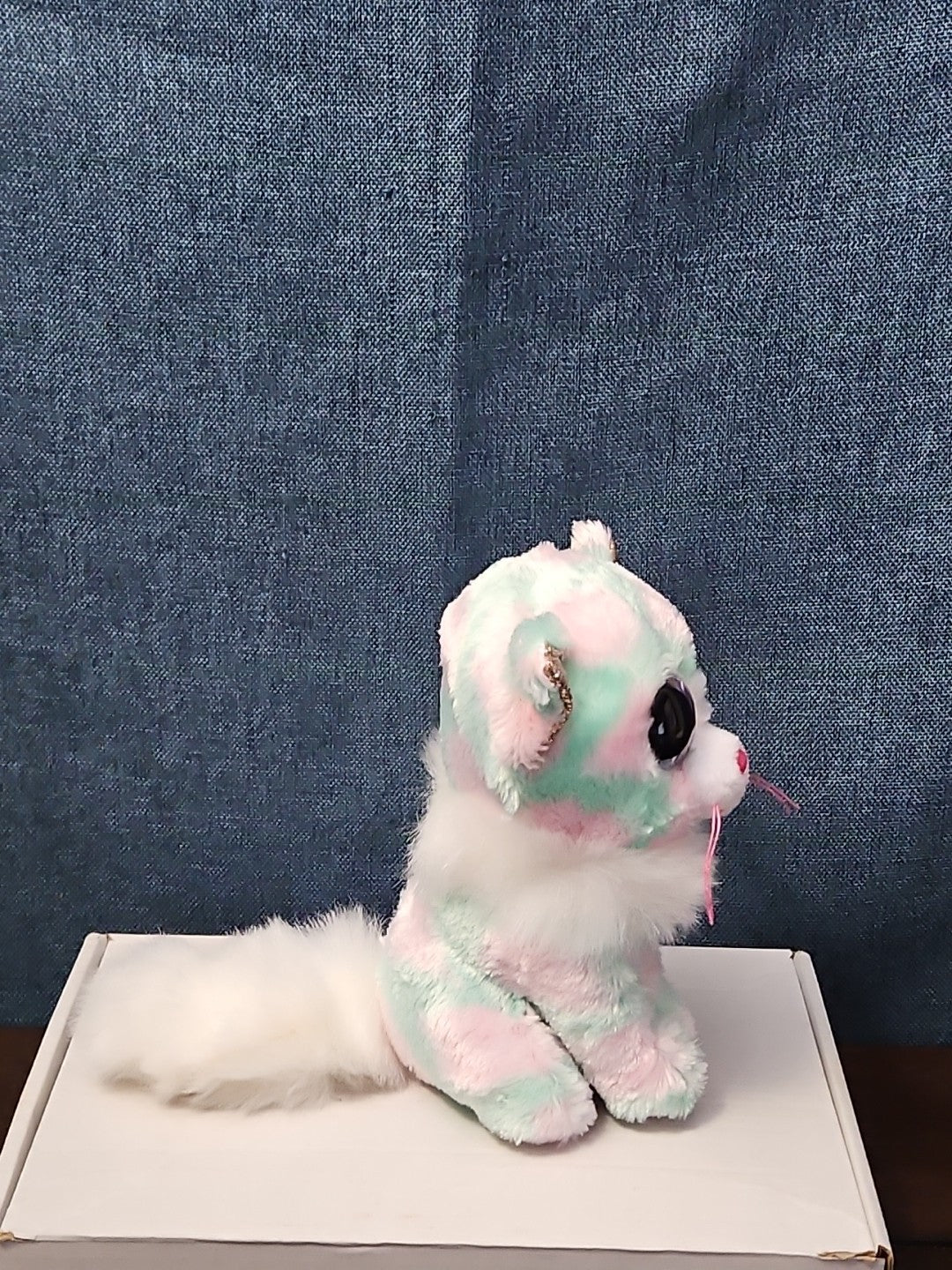 TY Beanie Boos Opal Cat Plush 6" | Pastel Pink & Green Tie Dye Kitty | No Tag