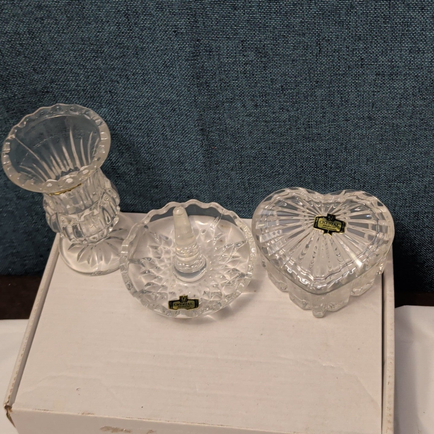 Forever Crystal 3pc Vanity Set | 24% Lead Crystal Zajecar Yugoslavia NEW IN BOX