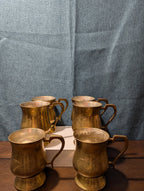 6 Vintage Etched Brass Mugs | Saudi Souvenir Goblets | Schree Amber  & Co.