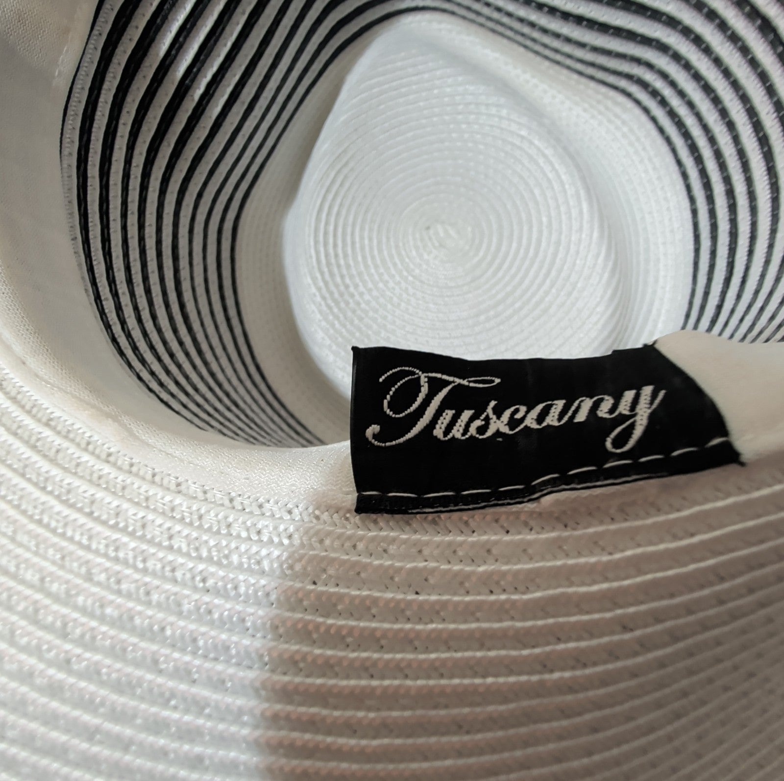 Tuscany Wide Brim Church Derby Dress Hat Black White Flower Bow Ribbon
