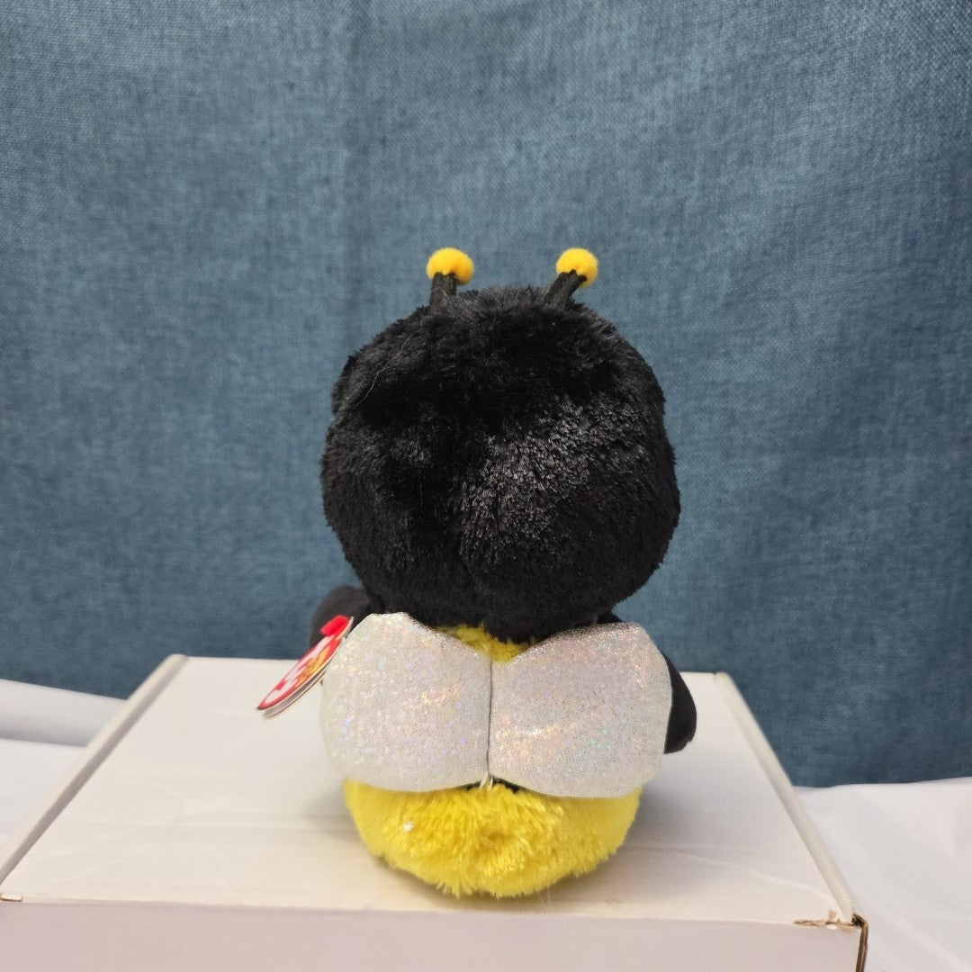 Ty Beanie Boos Buzby the Bee 6" Plush Gold Glitter Eyes Retired 2014 MWMT 36150