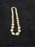Vintage Cream Lucite Bead Necklace Graduated Flat Oval Disc Chain 32" No Clasp
