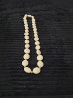 Vintage Cream Lucite Bead Necklace Graduated Flat Oval Disc Chain 32" No Clasp
