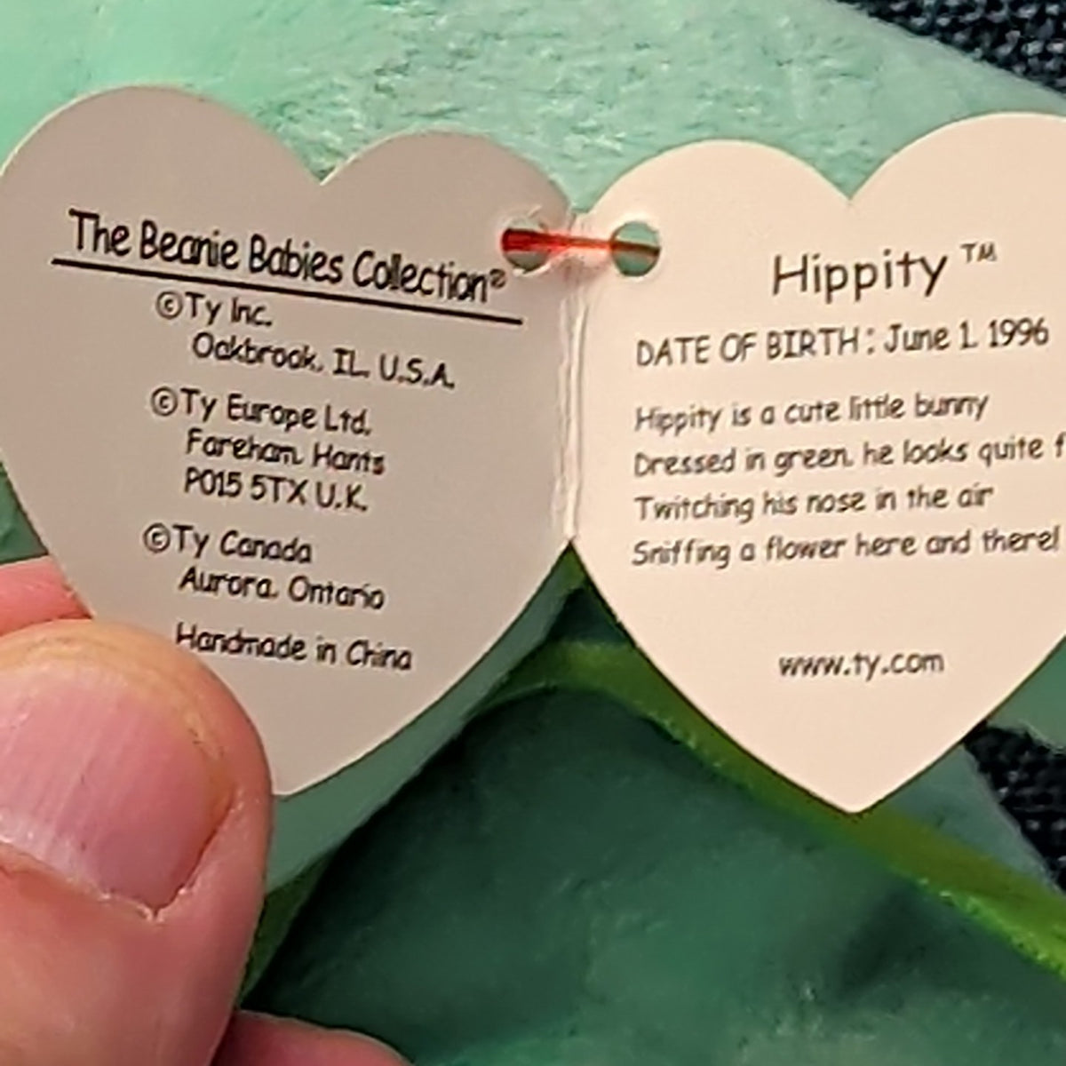 Ty Beanie Baby HIPPITY the Bunny | Retired 1997/1998 | 5th Gen Tag Mint Green