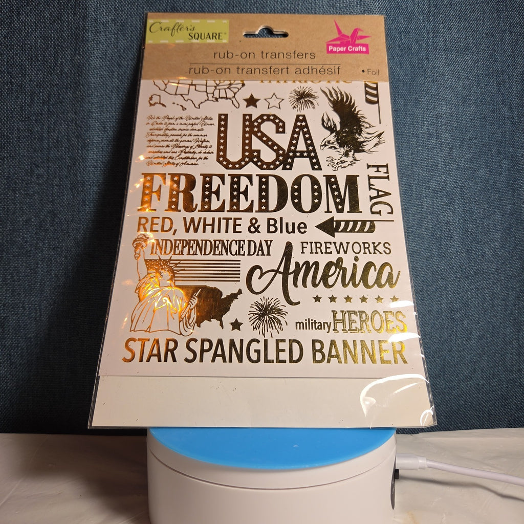 Crafters Square Gold Foil USA Patriotic Rub-On Transfers