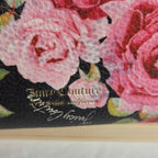 Juicy Couture Rose Floral Zipper Pouch Card Holder Black Pink Y2K