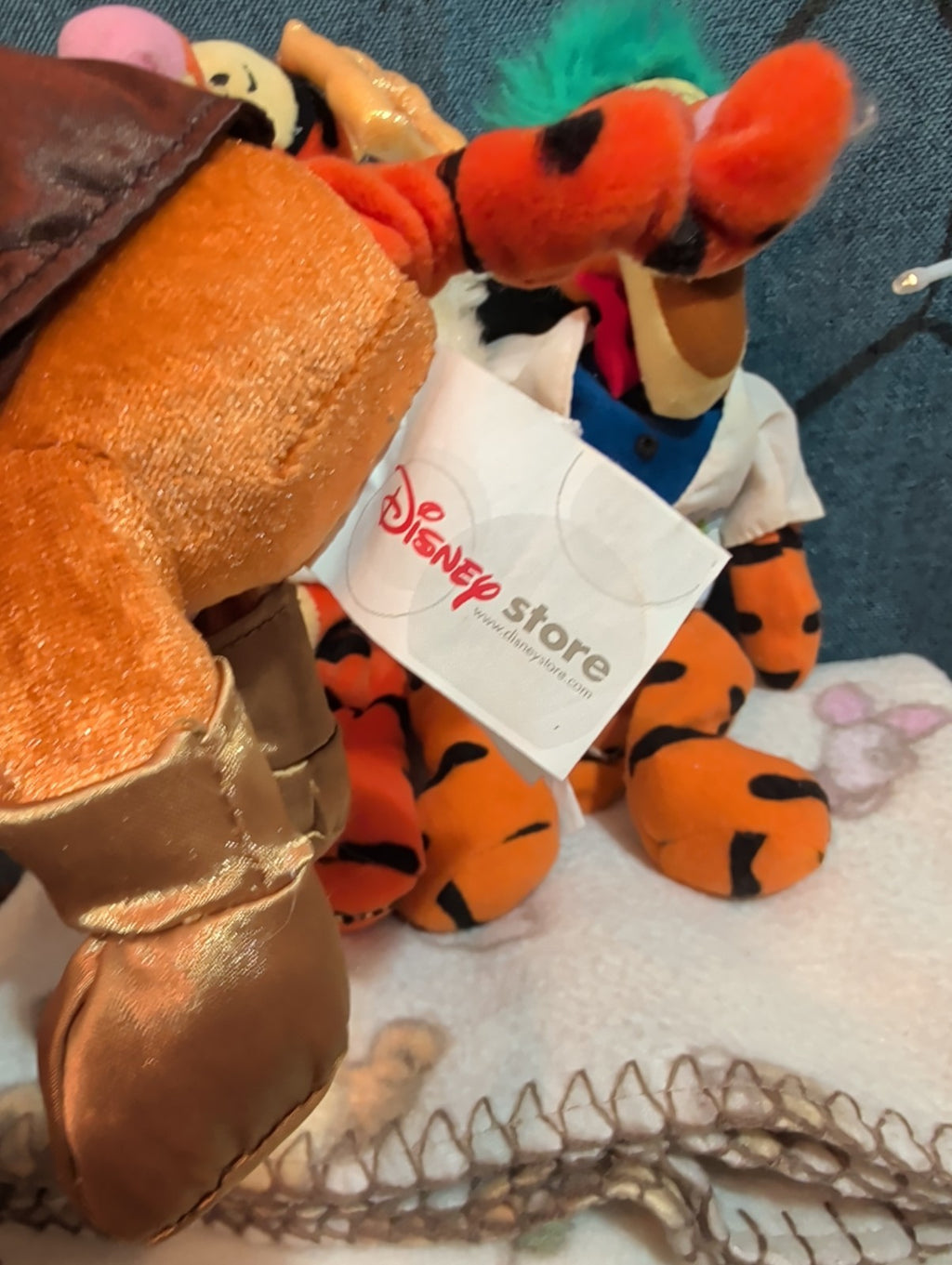 Disney Tigger Plush Lot Angel Mardi Gras Professor Pooh Blanket