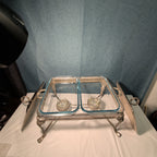 Silver Plated Double Chafer 8 Qt Buffet Server 2 Marinex Glass Pans Lion Feet