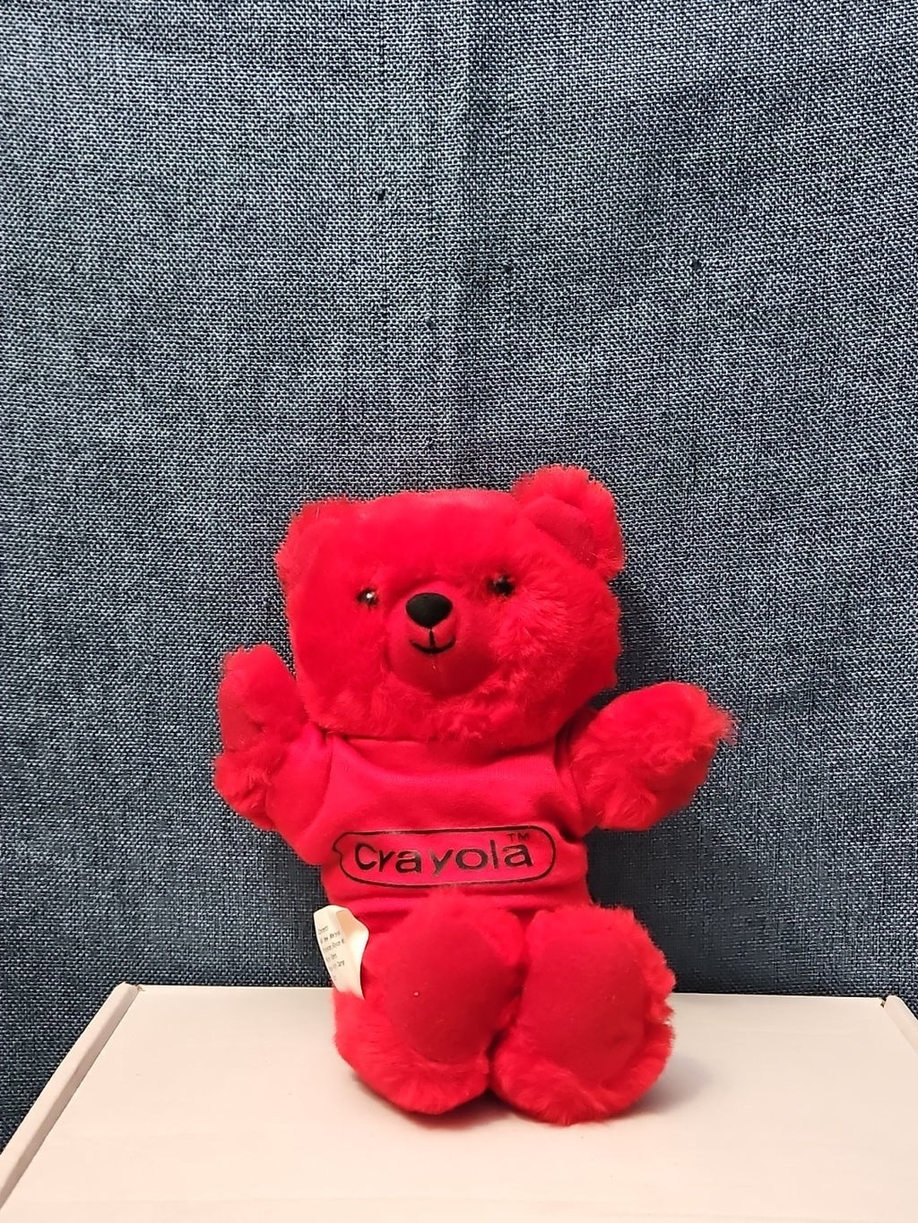 Vintage 1986 Crayola Teddy Bear Plush | Red Crayon Shirt | 7" Stuffed Animal |