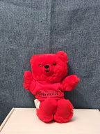 Vintage 1986 Crayola Teddy Bear Plush | Red Crayon Shirt | 7" Stuffed Animal |