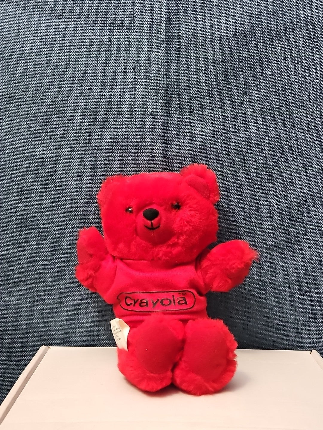 Vintage 1986 Crayola Teddy Bear Plush | Red Crayon Shirt | 7" Stuffed Animal |