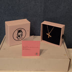 Pixie The Penguin Letter X Necklace Rose Gold Tone Puffy Coquette NIB