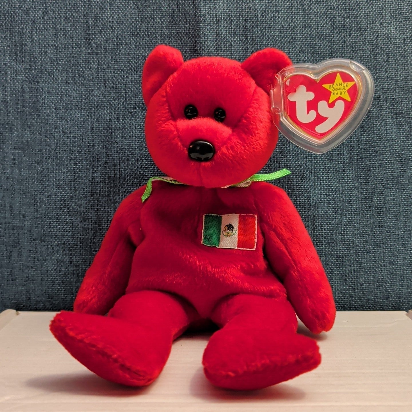 ​Ty Beanie Baby Osito Mexico Red Bear 1999 Retired Flag Chest Mint Tags 04244