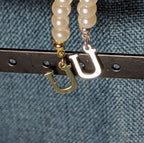 Faux Pearl Purse Charm Gold Silver Tone Letter U