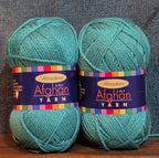 Herrschners Afghan Yarn 2 Ply Teal Acrylic 2 Skein Lot 0036