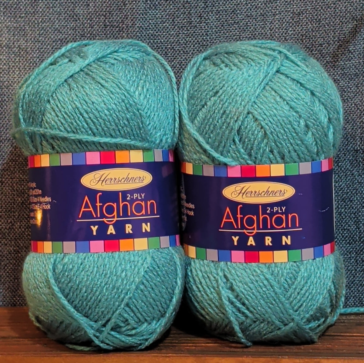 Herrschners Afghan Yarn 2 Ply Teal Acrylic 2 Skein Lot 0036