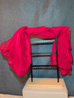Red Chiffon Evening Shawl Wrap Capelet Bridal PreOwned 65x19