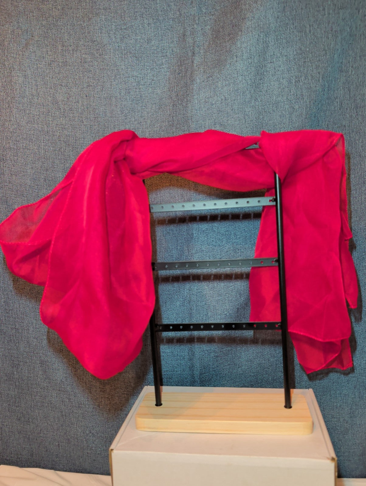 Red Chiffon Evening Shawl Wrap Capelet Bridal PreOwned 65x19