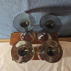 Greenbrier Set 4 Smokey Grey Gray Wine Glasses 12oz
