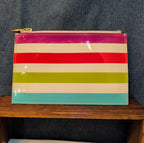 Kate Spade Striped Pencil Case Makeup Pouch Glossy Patent Preppy