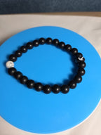 Natural Stone Bead Stretch Bracelet Matte Black White Howlite