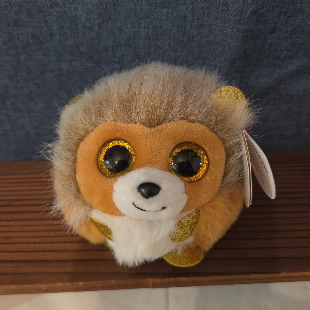 Ty Puffies Beanie Balls Caesar Lion Plush Toy 3" Glitter Eyes with tag Protector