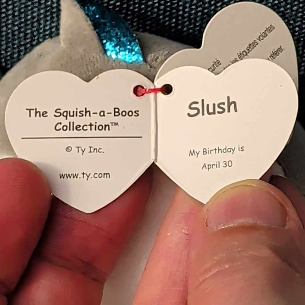 Ty Squish-a-Boos Slush Husky Dog Plush Blue Glitter Eyes Squishy Beanie with Tag