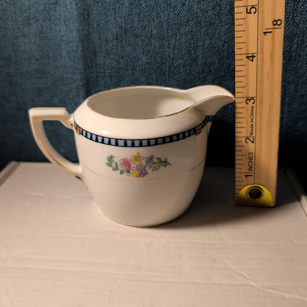 Vintage Noritake Sheridan Creamer Pitcher Art Deco Floral 1920s Gold Japan 3"