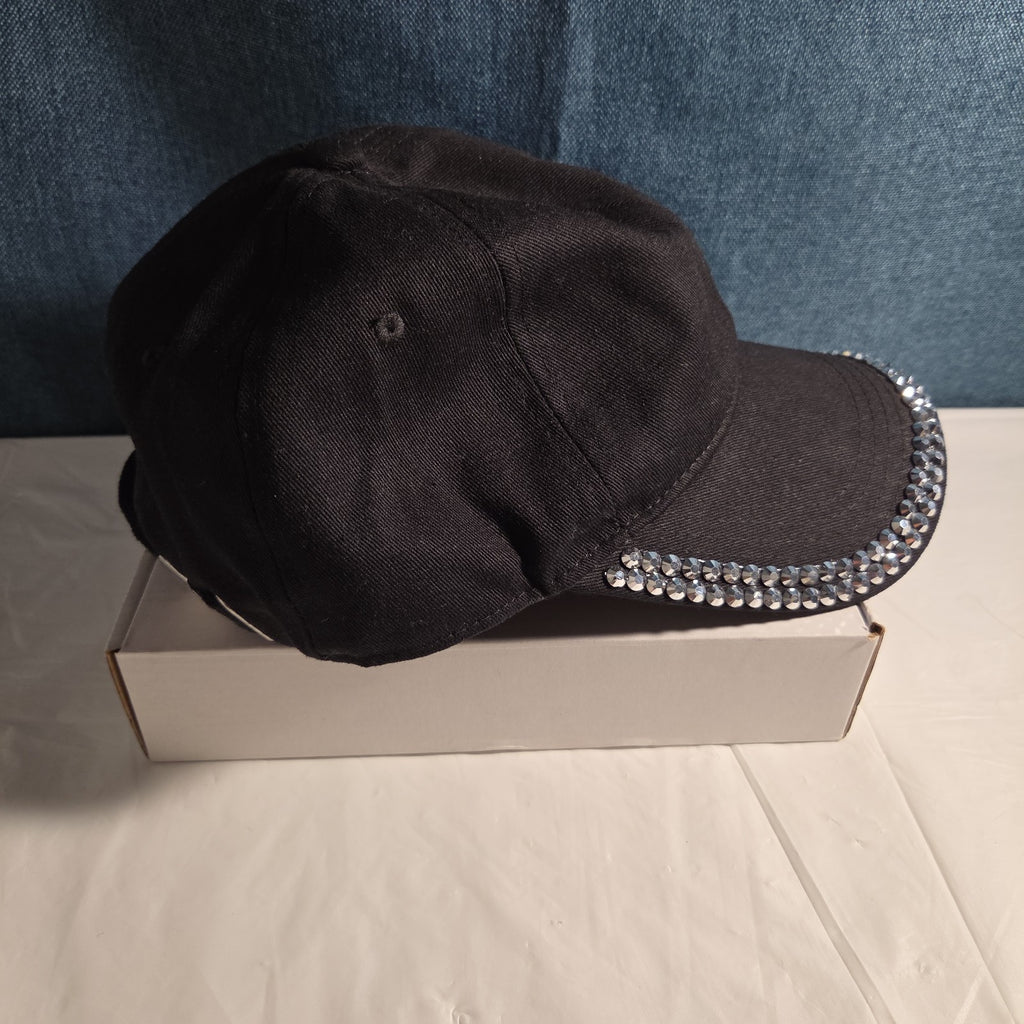 Black Rhinestone Trim Baseball Cap Peng Yuan