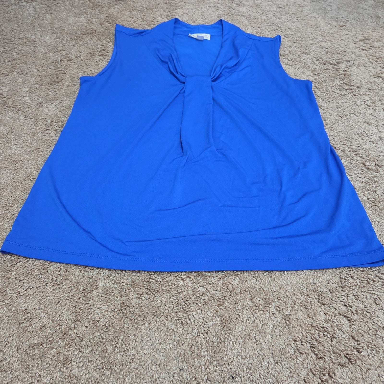 Dana Buchman Draped Neck Blue Sleeveless Top Blouse Gently Used Large