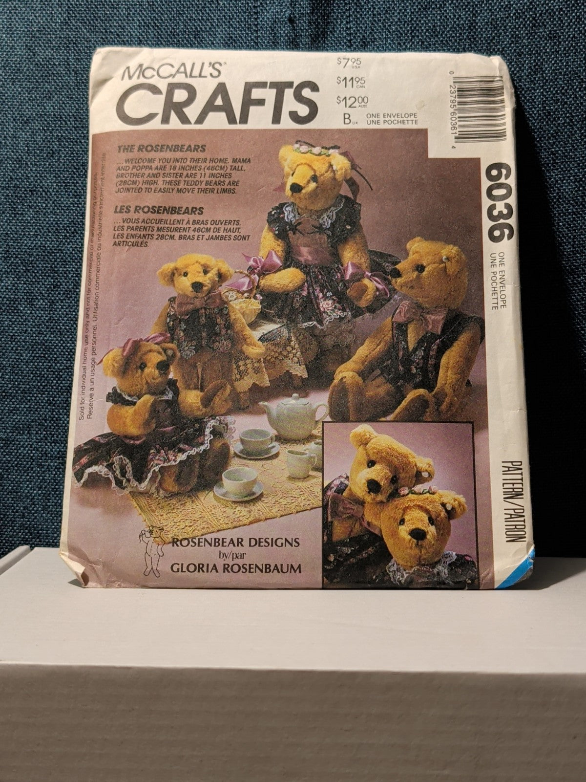 McCall's 6036 Rosenbears Family Pattern 767 1992 Stuffed Bear Clothes UNCUT