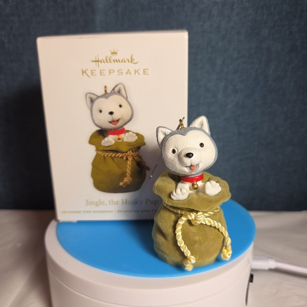 Hallmark Keepsake Jingle Husky Pup Sack Ornament 2011