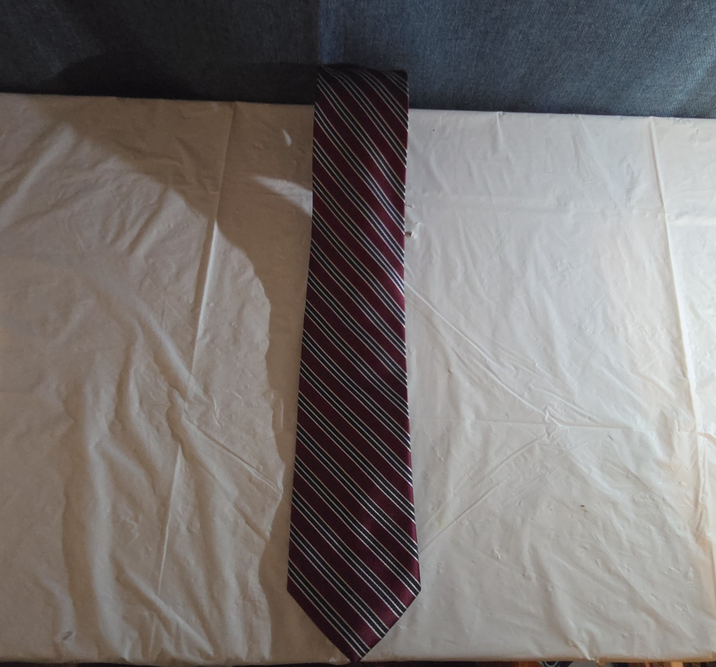 Bergamo New York Tie Burgundy Red Silver Striped Mens Silk Necktie Regimental
